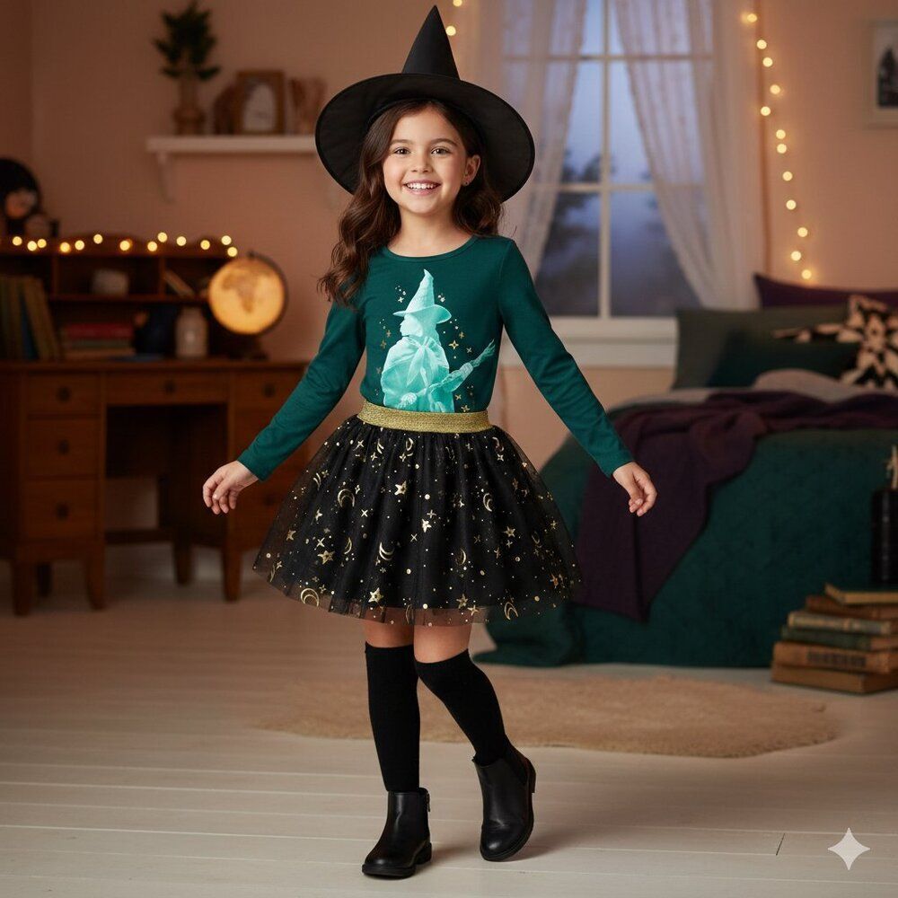 NWT Girls Wicked Movie Elphaba 2-Piece Tutu Set - Universal Studios